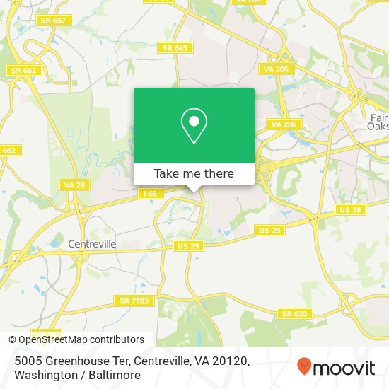 Mapa de 5005 Greenhouse Ter, Centreville, VA 20120