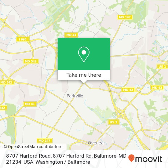 8707 Harford Road, 8707 Harford Rd, Baltimore, MD 21234, USA map