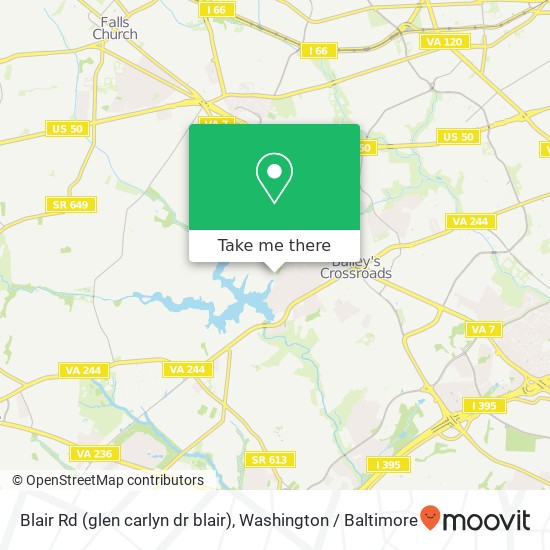 Mapa de Blair Rd (glen carlyn dr blair), Falls Church, VA 22041