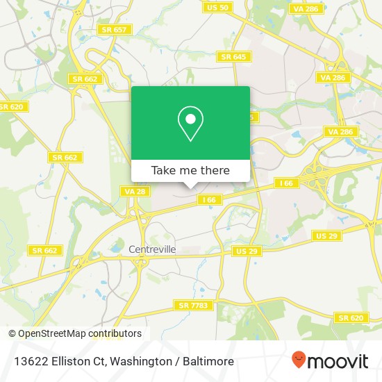 Mapa de 13622 Elliston Ct, Centreville, VA 20120