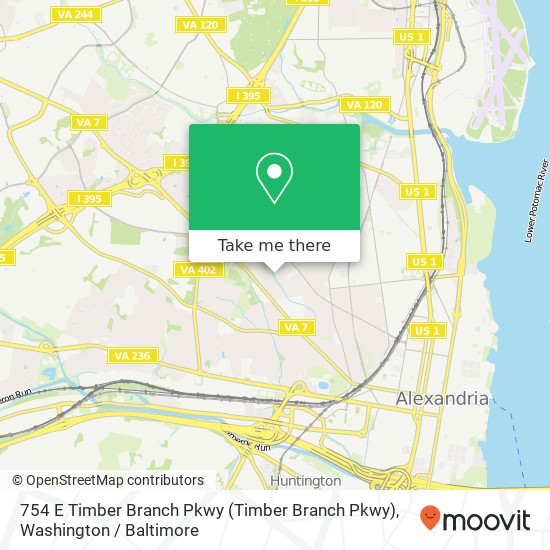 Mapa de 754 E Timber Branch Pkwy (Timber Branch Pkwy), Alexandria, VA 22302