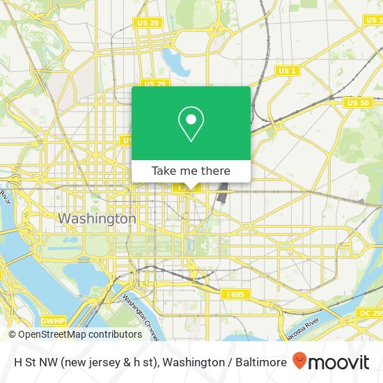 Mapa de H St NW (new jersey & h st), Washington, DC 20001