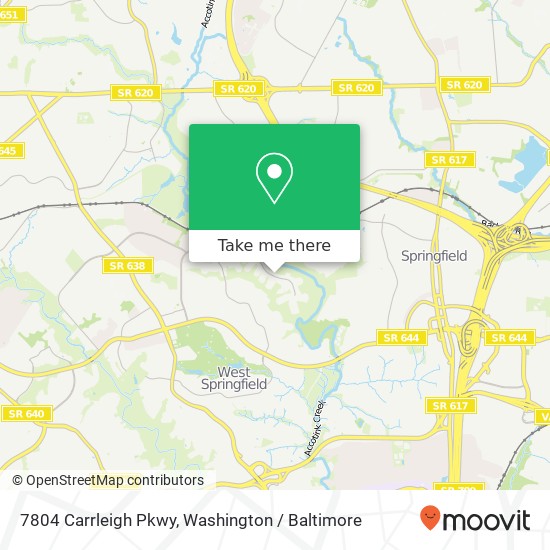 Mapa de 7804 Carrleigh Pkwy, Springfield, VA 22152