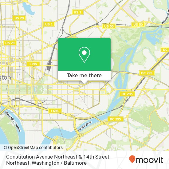 Mapa de Constitution Avenue Northeast & 14th Street Northeast, Constitution Ave NE & 14th St NE, Washington, DC 20002, USA
