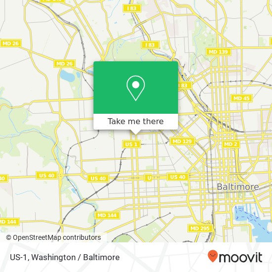 Mapa de US-1, Baltimore, MD 21217