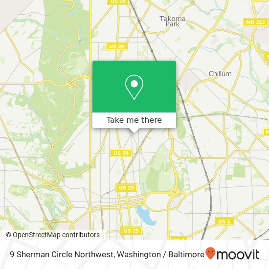 Mapa de 9 Sherman Circle Northwest, 9 Sherman Cir NW, Washington, DC 20011, USA