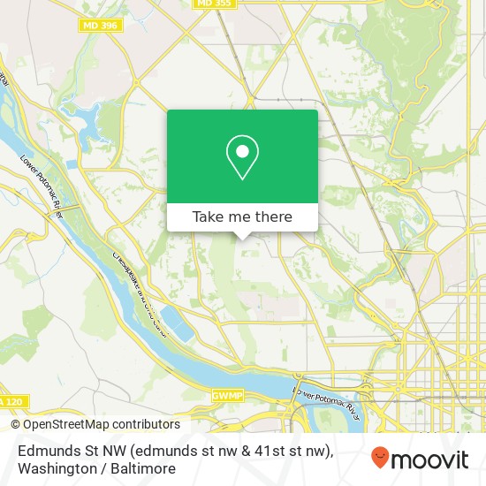Mapa de Edmunds St NW (edmunds st nw & 41st st nw), Washington (Washington DC), DC 20007