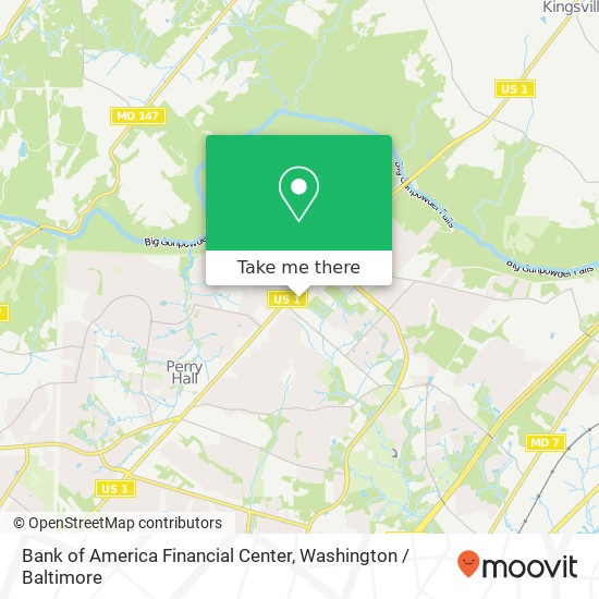 Mapa de Bank of America Financial Center, 9635 Belair Rd