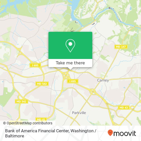 Mapa de Bank of America Financial Center, 1952 E Joppa Rd