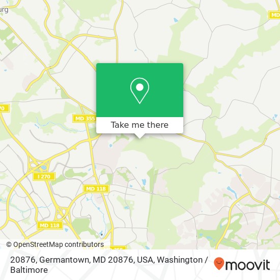 Mapa de 20876, Germantown, MD 20876, USA