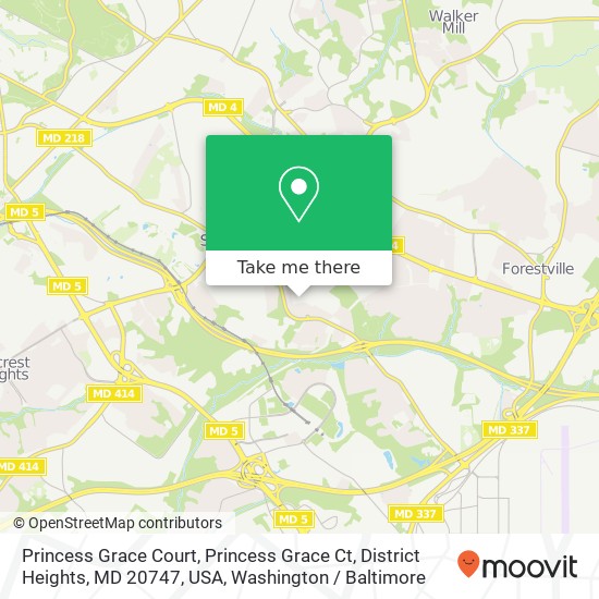 Mapa de Princess Grace Court, Princess Grace Ct, District Heights, MD 20747, USA
