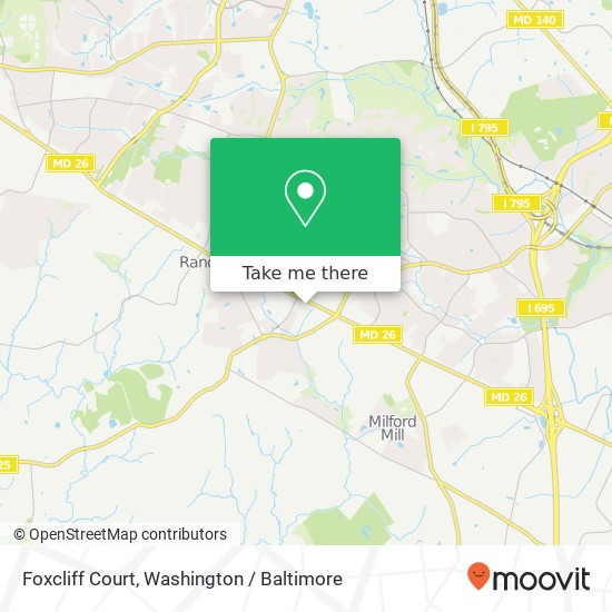 Mapa de Foxcliff Court, Foxcliff Ct, Randallstown, MD 21133, USA