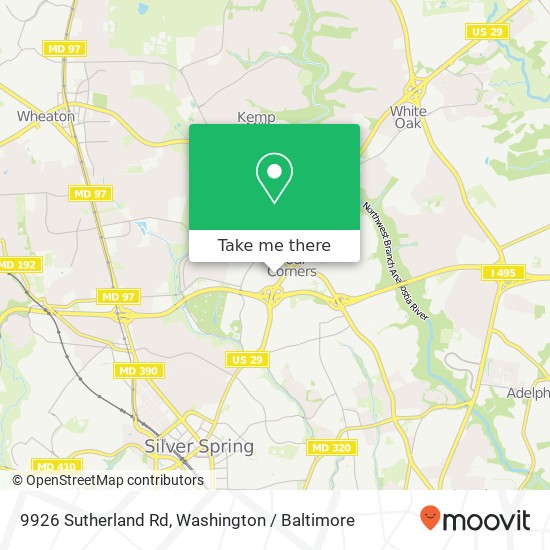 Mapa de 9926 Sutherland Rd, Silver Spring, MD 20901