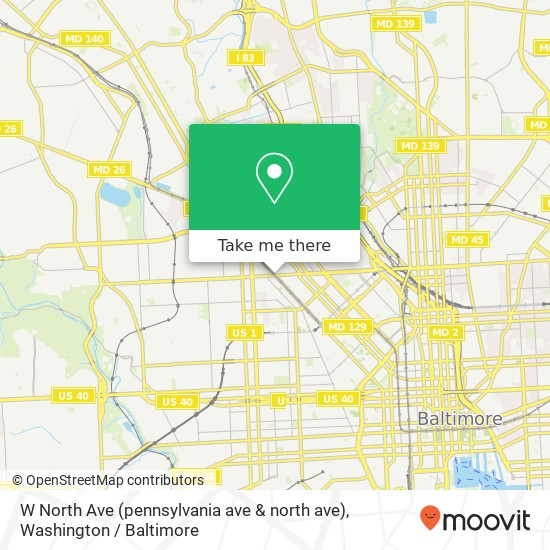 Mapa de W North Ave (pennsylvania ave & north ave), Baltimore, MD 21217