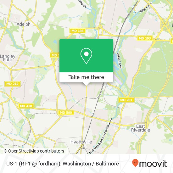 Mapa de US-1 (RT-1 @ fordham), College Park, MD 20740