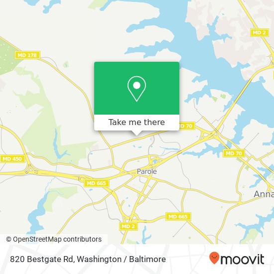 Mapa de 820 Bestgate Rd, Annapolis, MD 21401