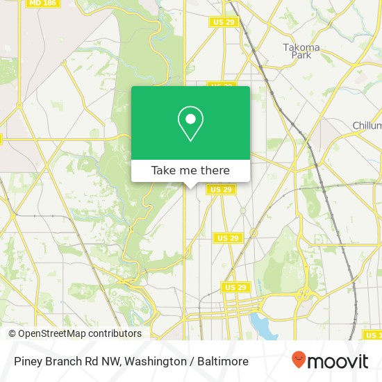 Mapa de Piney Branch Rd NW, Washington, DC 20011
