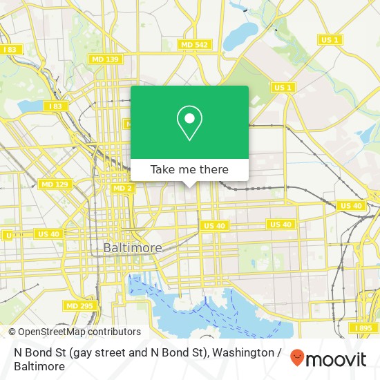 Mapa de N Bond St (gay street and N Bond St), Baltimore, MD 21205