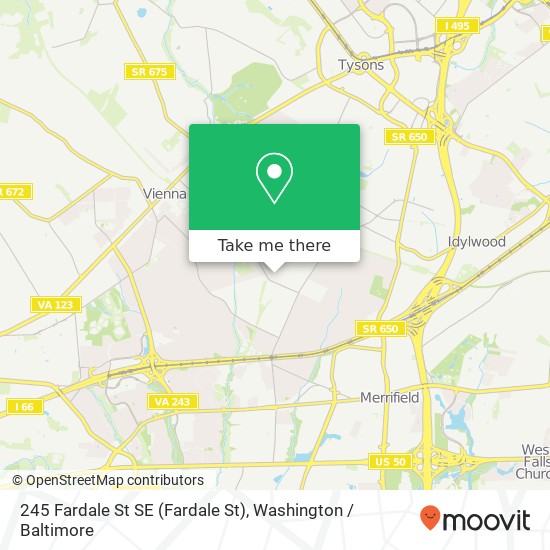 Mapa de 245 Fardale St SE (Fardale St), Vienna, VA 22180