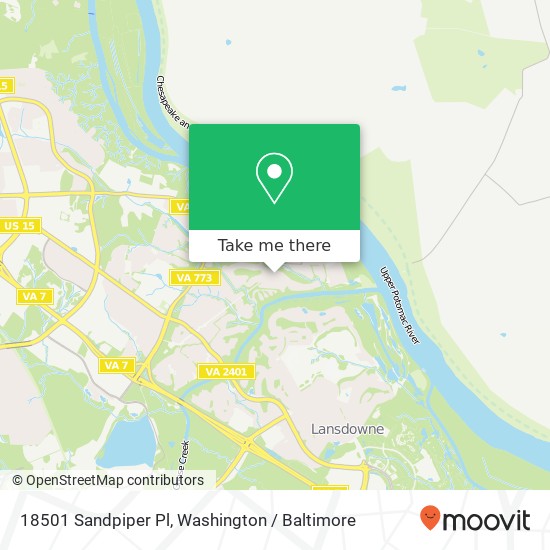 Mapa de 18501 Sandpiper Pl, Leesburg, VA 20176