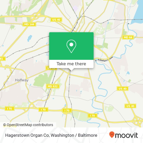 Mapa de Hagerstown Organ Co, 901 Pope Ave