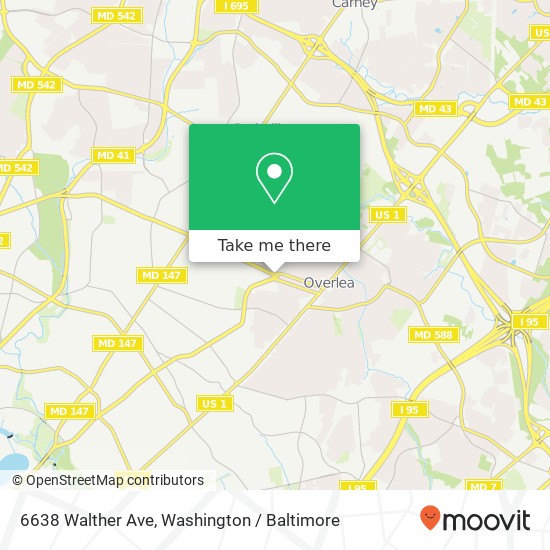 Mapa de 6638 Walther Ave, Baltimore, MD 21206