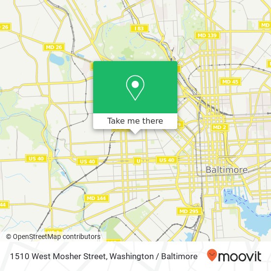 1510 West Mosher Street, 1510 W Mosher St, Baltimore, MD 21217, USA map
