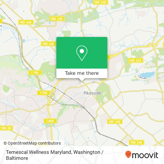 Mapa de Temescal Wellness Maryland, 1636 Reisterstown Rd
