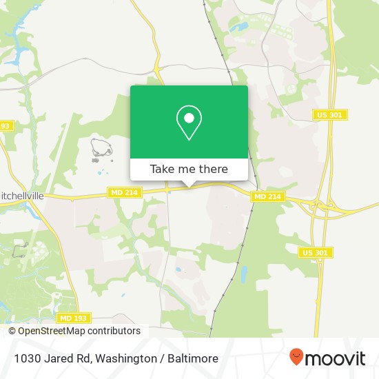 Mapa de 1030 Jared Rd, Bowie, MD 20721