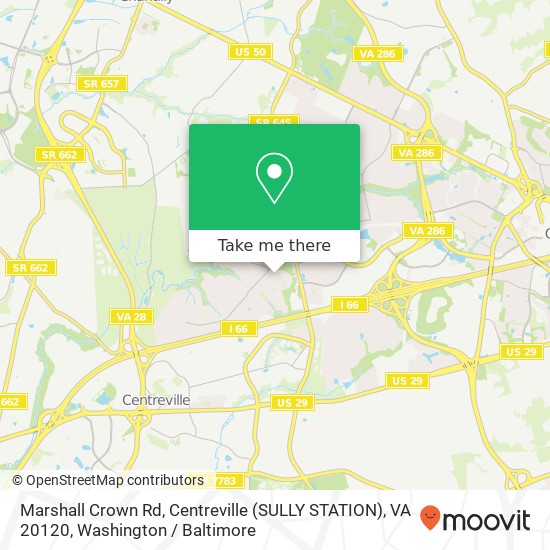 Mapa de Marshall Crown Rd, Centreville (SULLY STATION), VA 20120