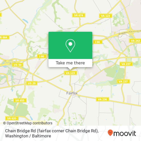 Mapa de Chain Bridge Rd (fairfax corner Chain Bridge Rd), Fairfax, VA 22030