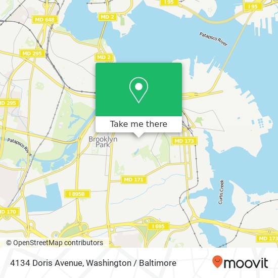 Mapa de 4134 Doris Avenue, 4134 Doris Ave, Baltimore, MD 21225, USA