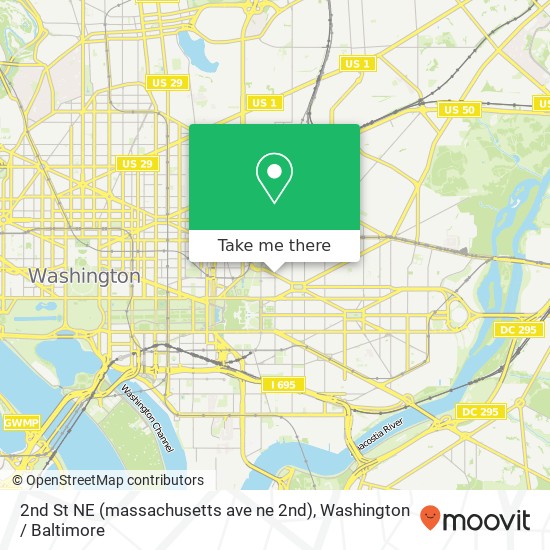 Mapa de 2nd St NE (massachusetts ave ne 2nd), Washington (Washington DC), DC 20002