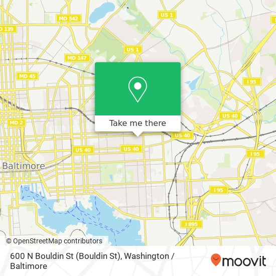 Mapa de 600 N Bouldin St (Bouldin St), Baltimore, MD 21205