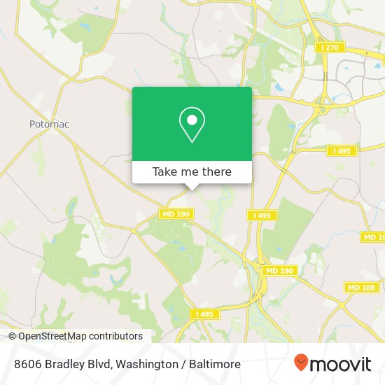 Mapa de 8606 Bradley Blvd, Bethesda, MD 20817