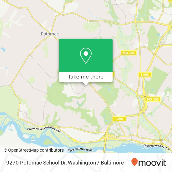 Mapa de 9270 Potomac School Dr, Potomac, MD 20854