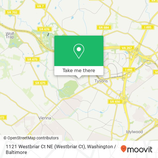 Mapa de 1121 Westbriar Ct NE (Westbriar Ct), Vienna, VA 22180
