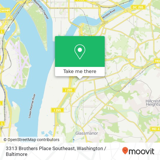 Mapa de 3313 Brothers Place Southeast, 3313 Brothers Pl SE, Washington, DC 20032, USA