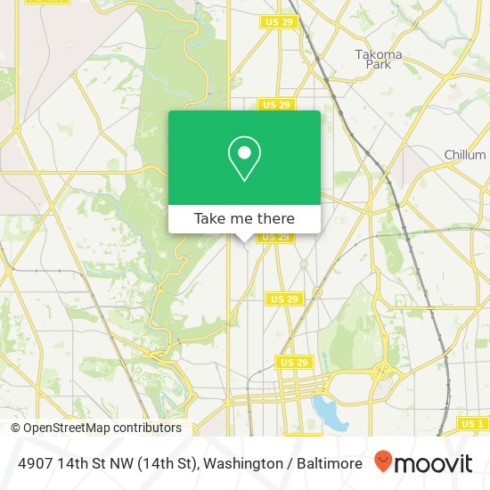 Mapa de 4907 14th St NW (14th St), Washington, DC 20011
