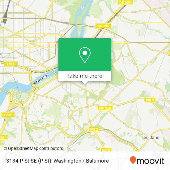 Mapa de 3134 P St SE (P St), Washington, DC 20020