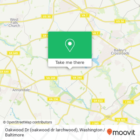 Mapa de Oakwood Dr (oakwood dr larchwood), Falls Church, VA 22041