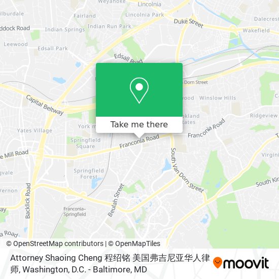 Attorney Shaoing Cheng 程绍铭 美国弗吉尼亚华人律师 map