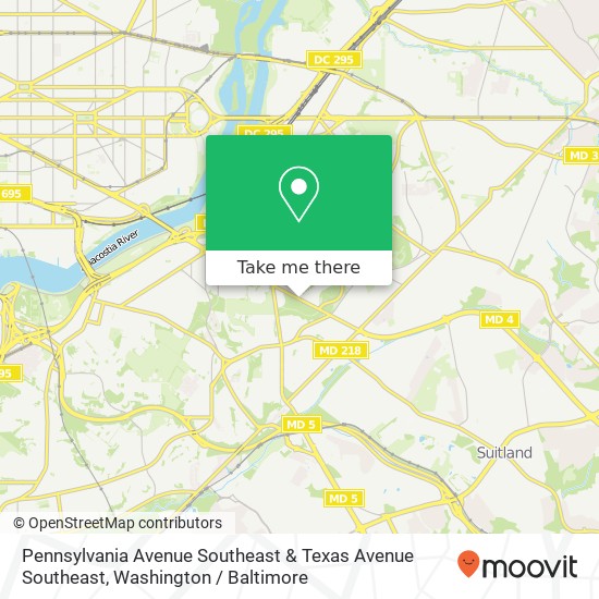 Mapa de Pennsylvania Avenue Southeast & Texas Avenue Southeast, Pennsylvania Ave SE & Texas Ave SE, Washington, DC 20020, USA