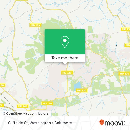 Mapa de 1 Cliffside Ct, Owings Mills, MD 21117