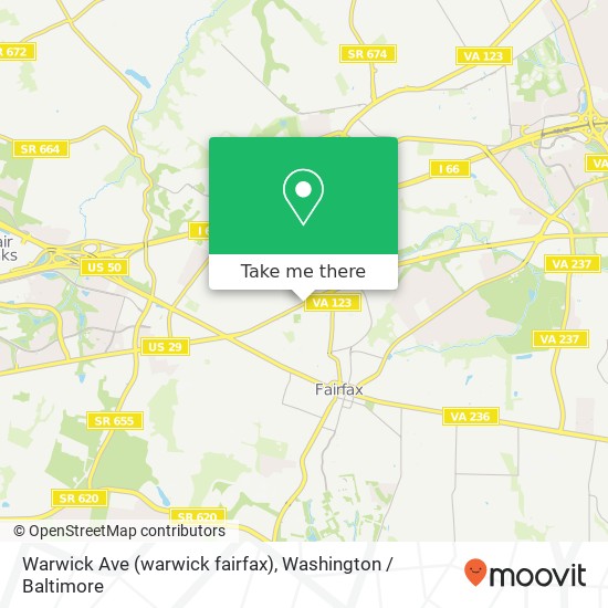 Mapa de Warwick Ave (warwick fairfax), Fairfax, VA 22030