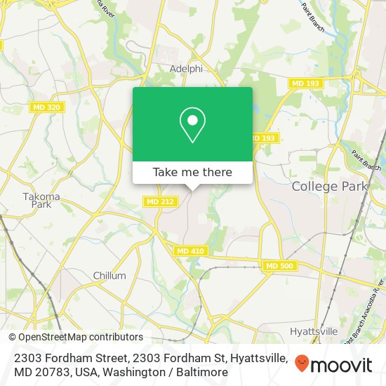 2303 Fordham Street, 2303 Fordham St, Hyattsville, MD 20783, USA map