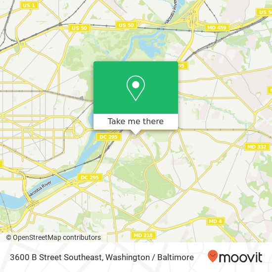 Mapa de 3600 B Street Southeast, 3600 B St SE, Washington, DC 20019, USA