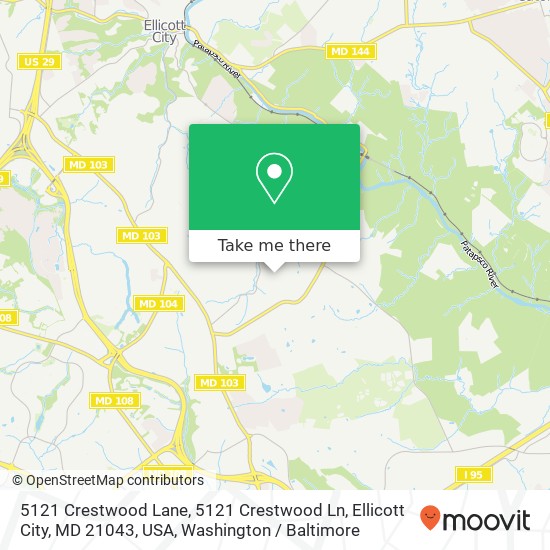 5121 Crestwood Lane, 5121 Crestwood Ln, Ellicott City, MD 21043, USA map