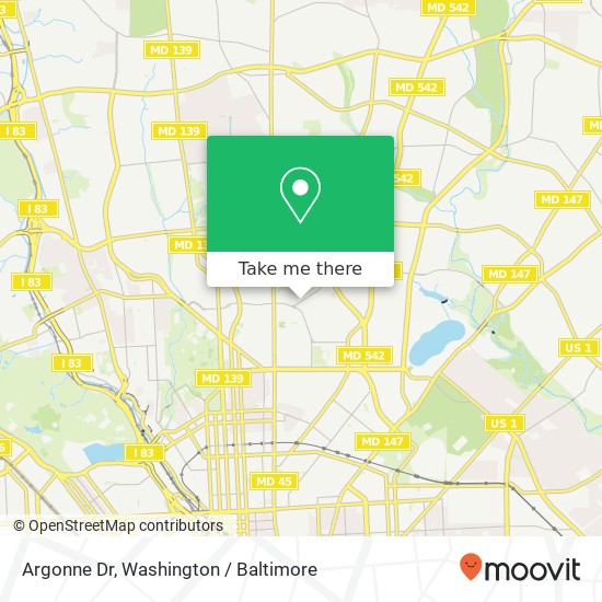 Mapa de Argonne Dr, Baltimore, MD 21218