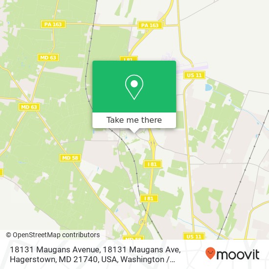 Mapa de 18131 Maugans Avenue, 18131 Maugans Ave, Hagerstown, MD 21740, USA